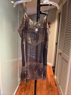 Lace Trim Spaghetti Strap nightware- Taupe